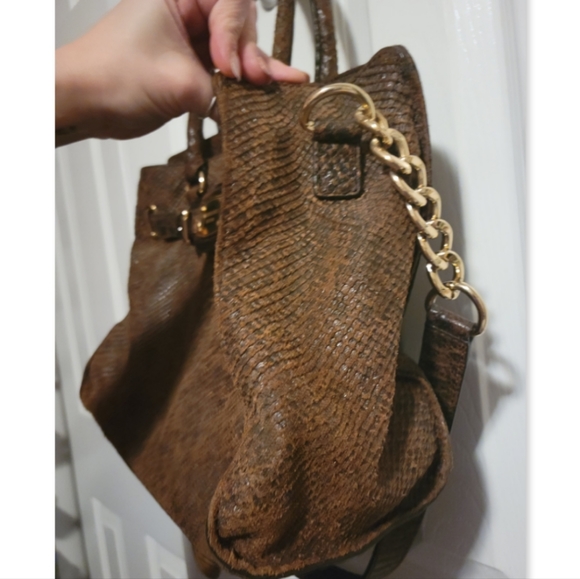 Michael Kors Python Snakeskin Chain Satchel Tote - Picture 7 of 13